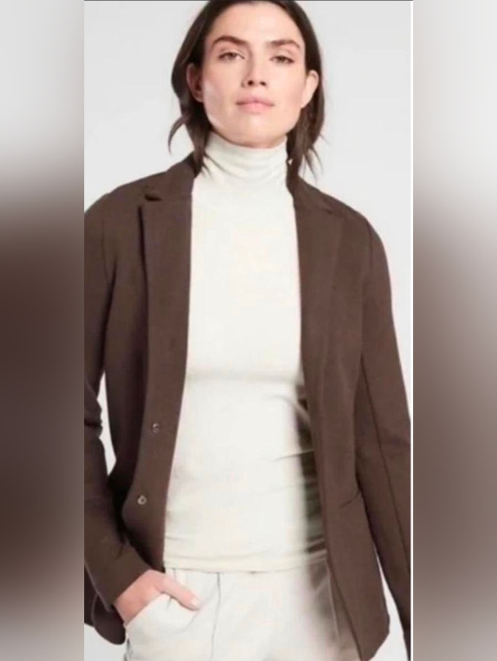 Athleta Venice Textured Dark Brown Blazer Size 8 NWT
